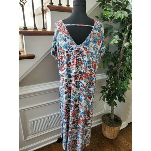 Annabelle Women's Multicolor Rayon Short Sleeve Deep V-Neck Maxi Dress Size S - Picture 8 of 12